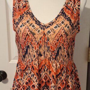 Boho Flare Bottom Sleeveless Top (Orange)